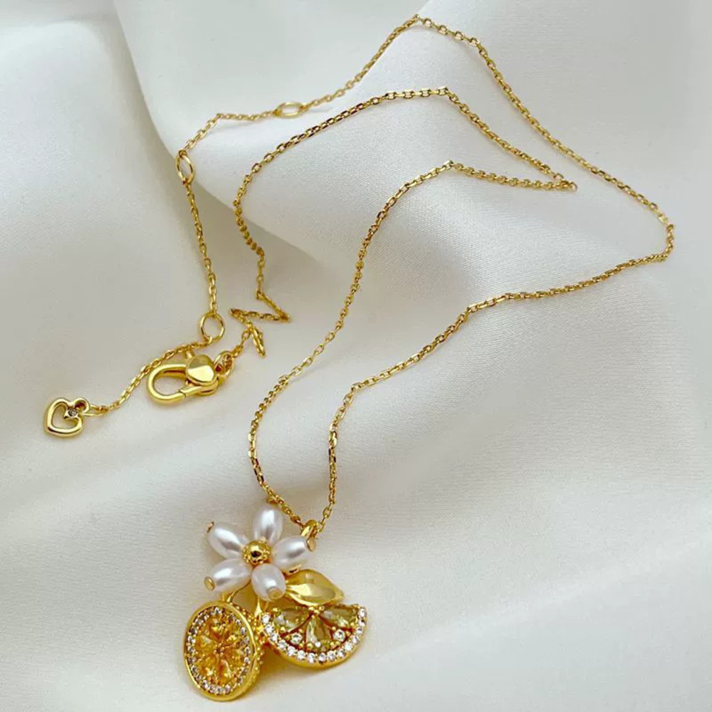 Kendra Scott Lemon Blossom Zircon Pearl Inlay Necklace